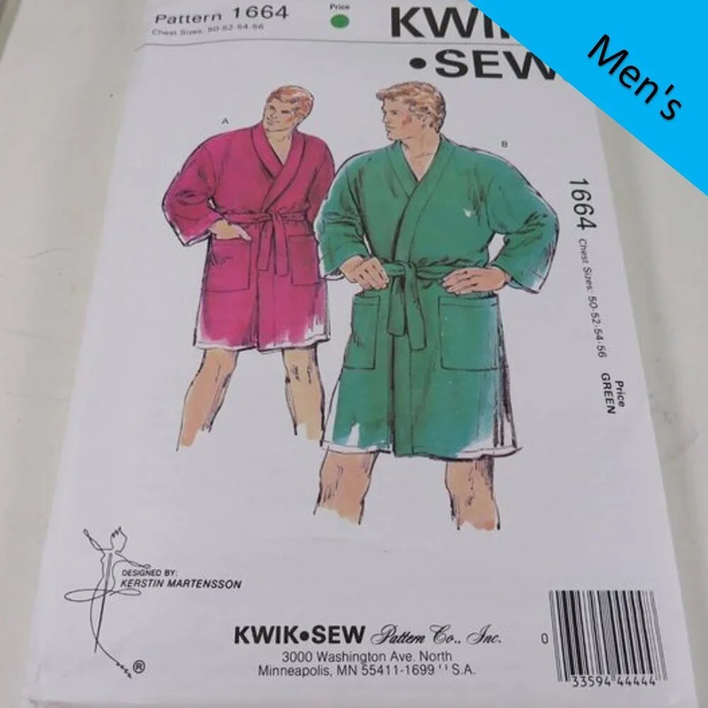 Kwik Sew 1664 clothing pattern UNCUT Men's King Size Robe size 50-56